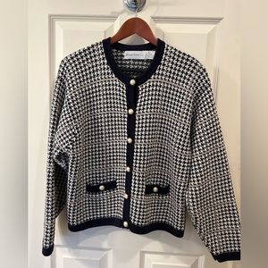 Robert Scott Ltd houndstooth cardigan, 100% cotton, size L